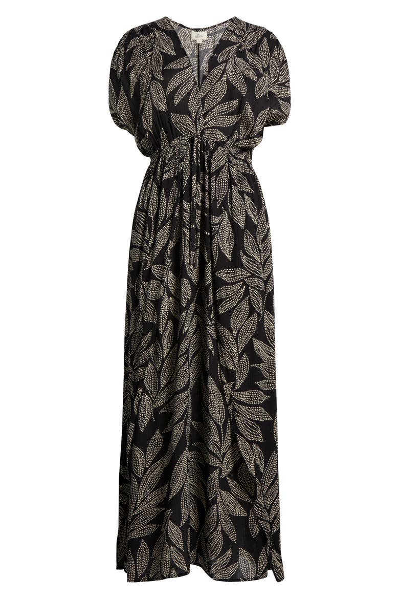 Wrap Maxi Cover-Up Dress, Alternate, color, BLACK CATAGENA PRINT