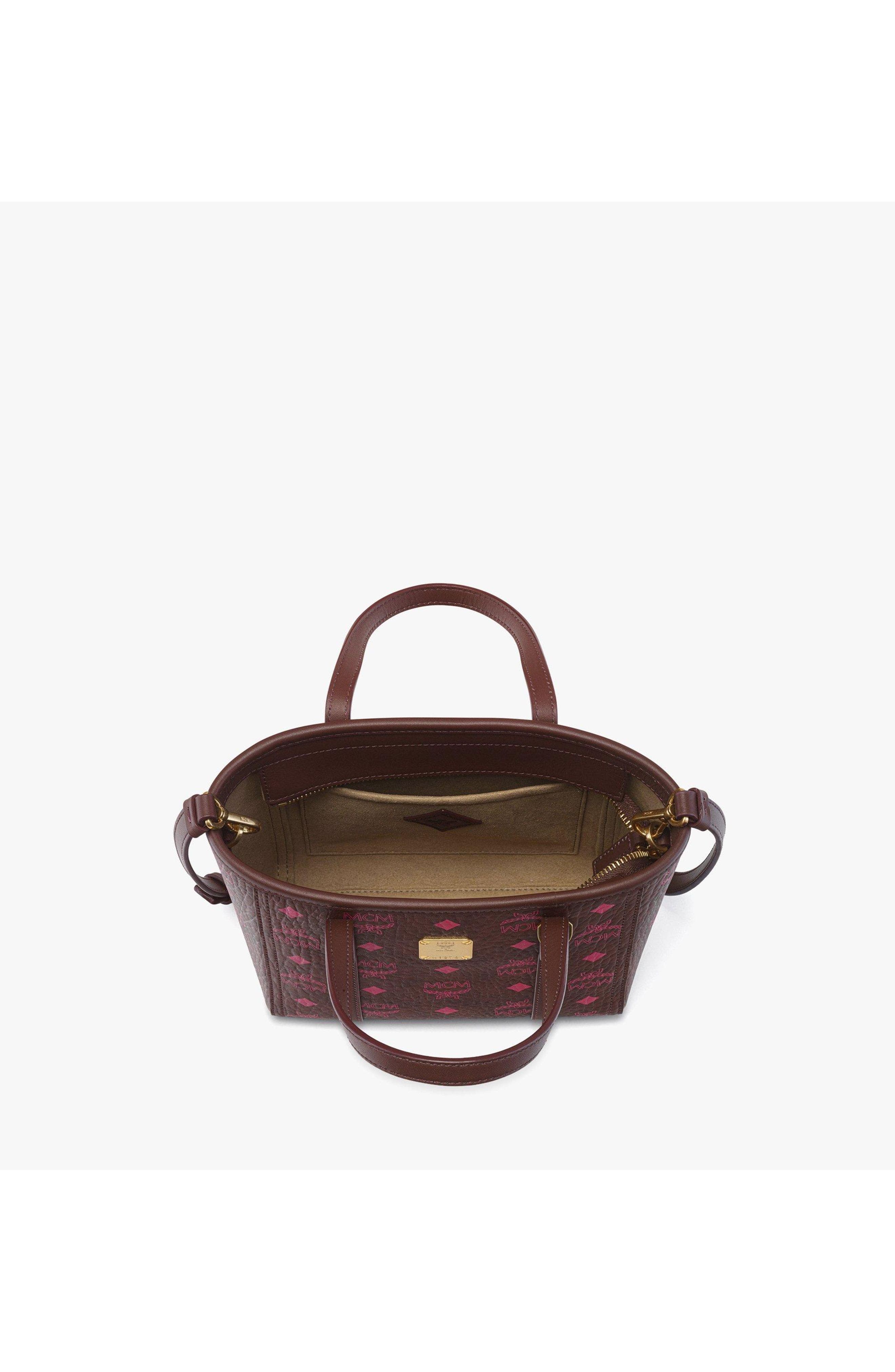 MCM Toni Top-Zip Shopper in Visetos, Alternate, color, Cinnamon