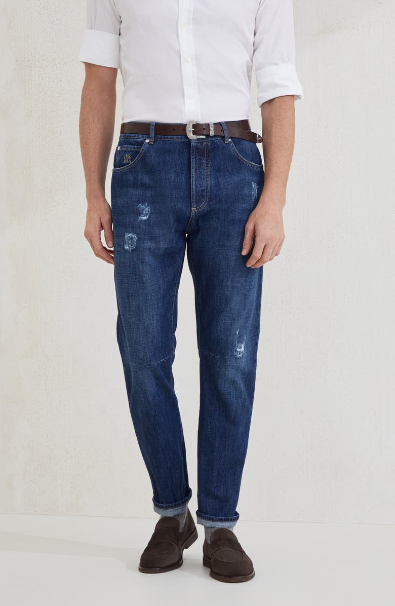 Brunello Cucinelli Leisure fit five-pocket trousers, Alternate, color, Dark Denim