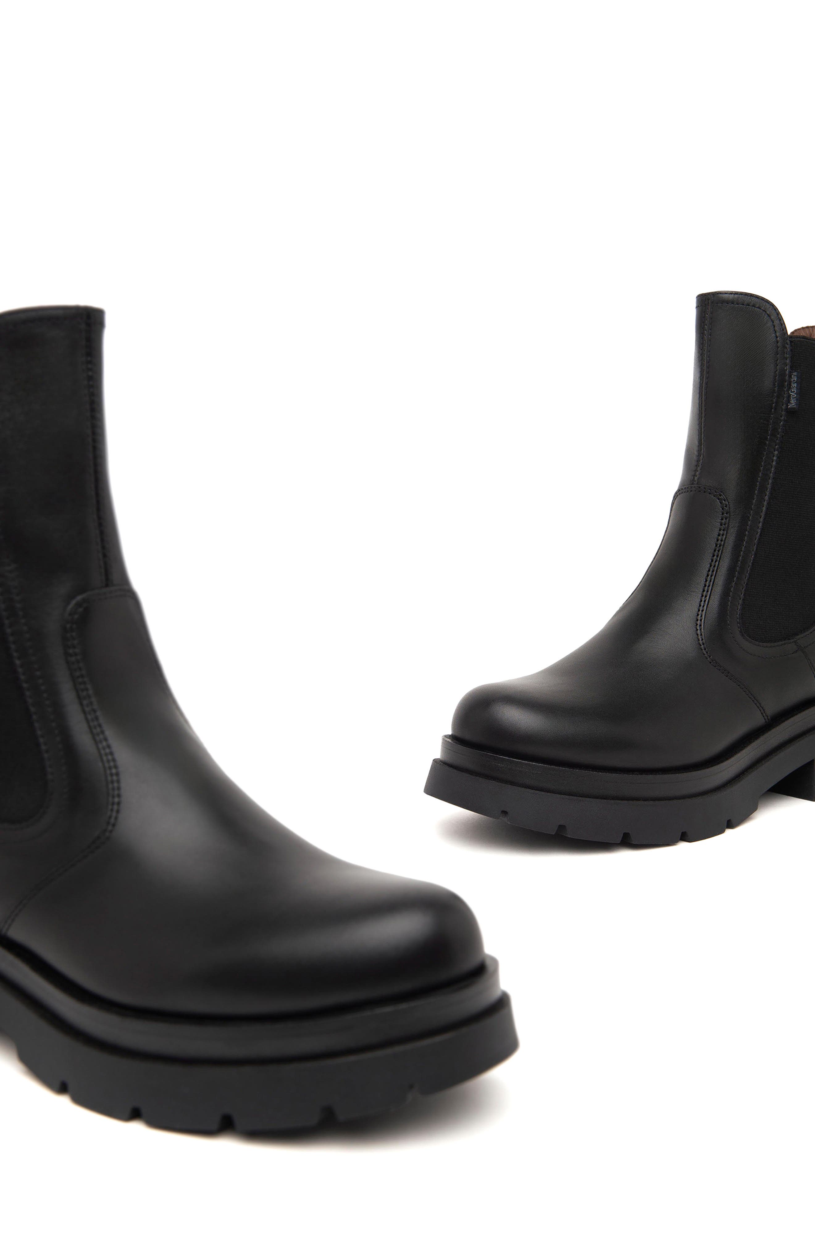 NeroGiardini Faux Fur Lined Chelsea Boot, Alternate, color, Black