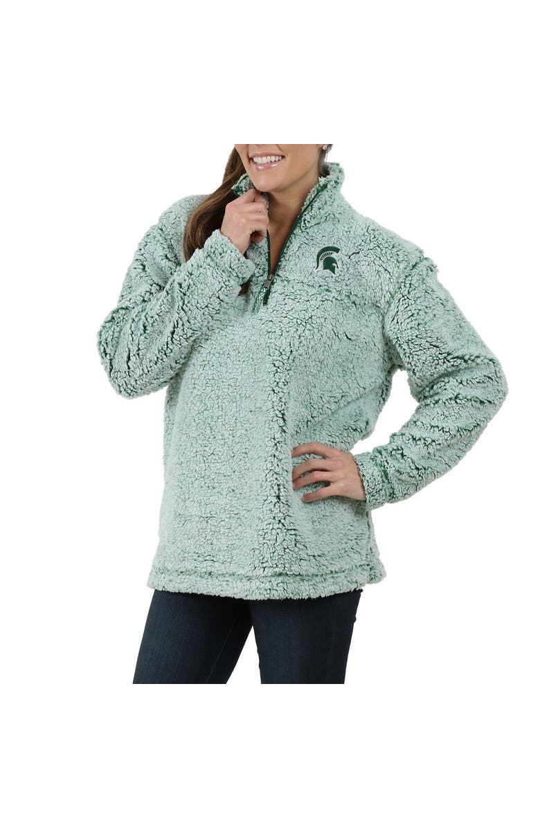 BOXERCRAFT Women's Green Michigan State Spartans Sherpa Super Soft Quarter Zip Pullover Jacket, Alternate, color, 