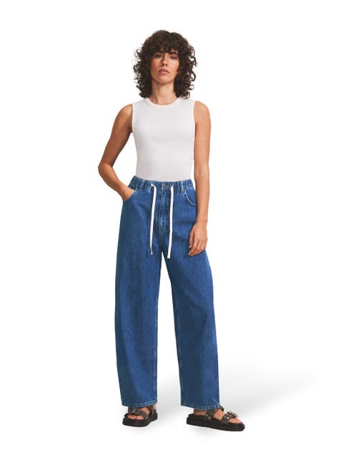 Denim Drawstring Waist Jeans