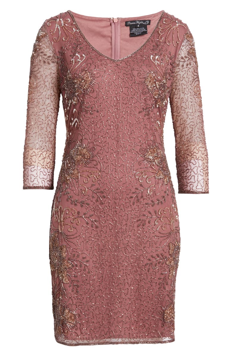 Pisarro Nights Beaded V-Neck Cocktail Dress, Alternate, color, Lavender 530