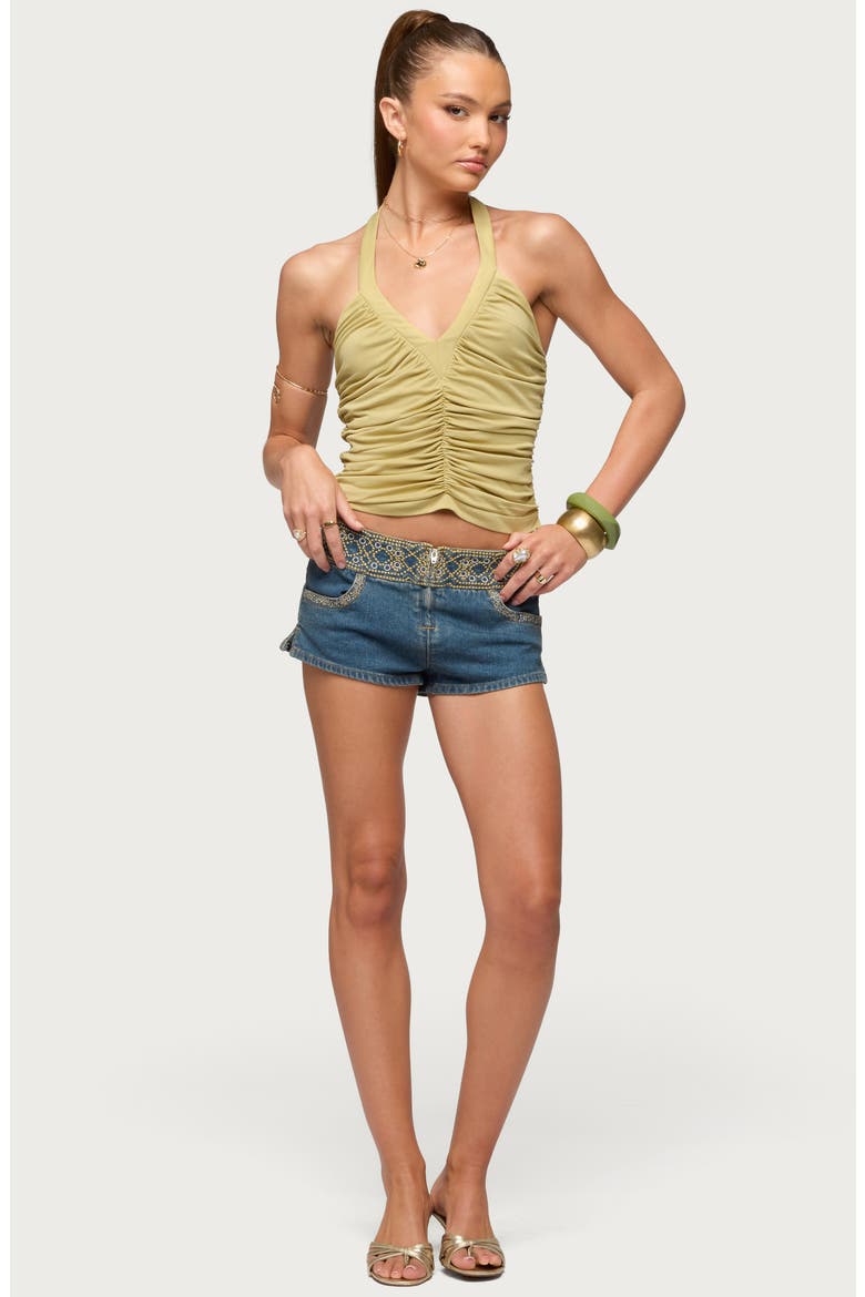 Jackey Ruched Halter Top, Alternate, color, GREEN