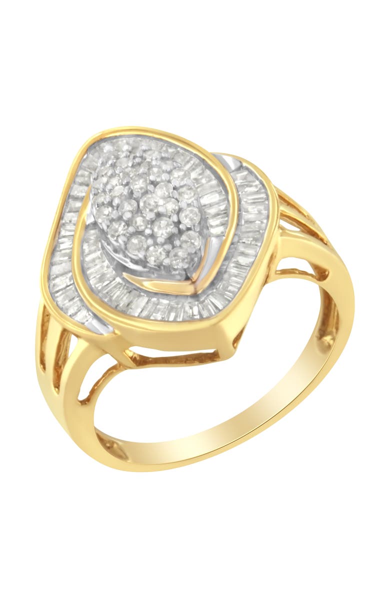 Haus of Brilliance 10K Yellow Gold 3/4 Cttw Diamond Cluster Ring, Alternate, color, Yellow Gold
