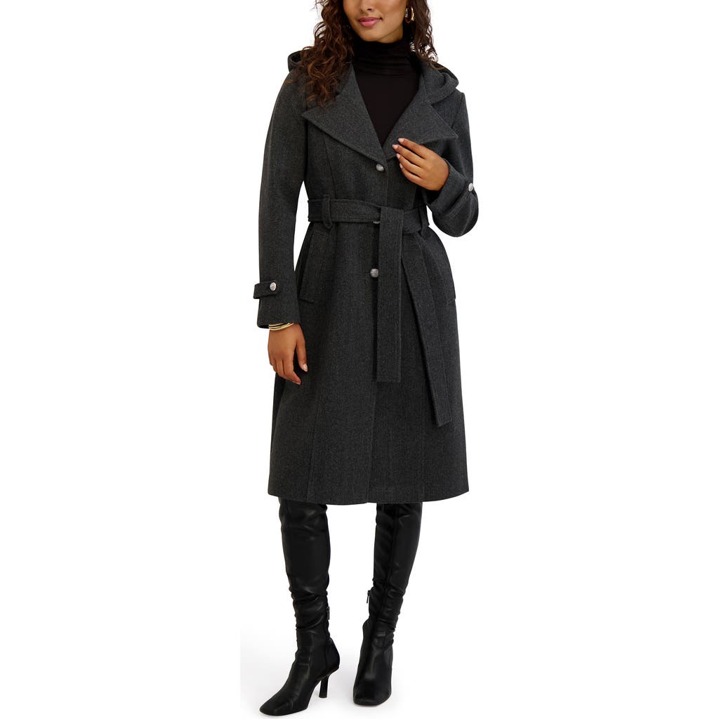 Kensie Belted Plush Trench Coat in Charcoal  product