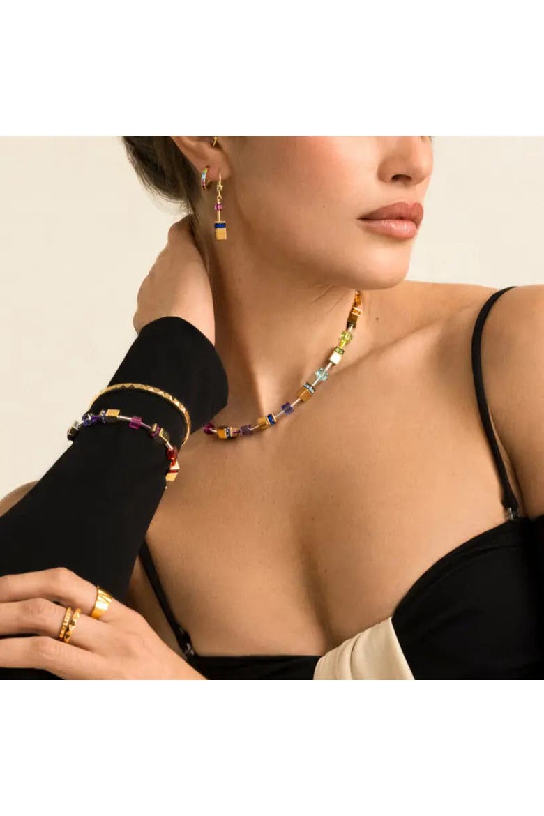 Geocube Iconic Metallic Gold Earrings, Alternate, color, Gold