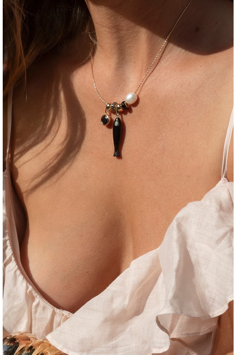 Fortuna Fish Charm, Alternate, color, ONYX