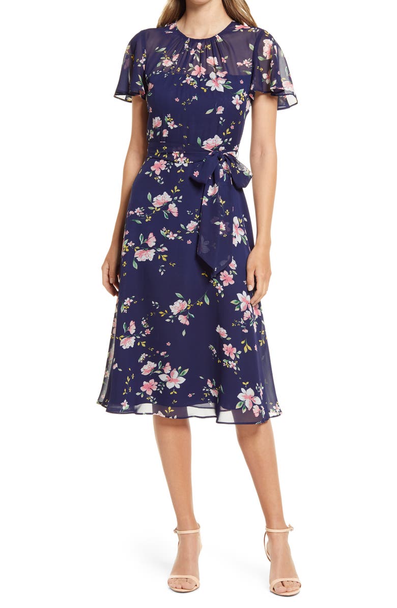 Harper Rose Floral Midi Dress, Main, color, 