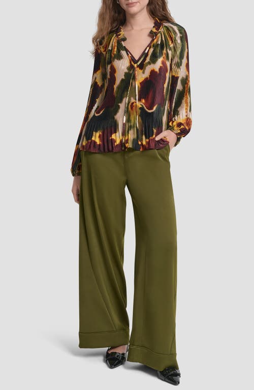 Dkny Print Pleated Top In Multi