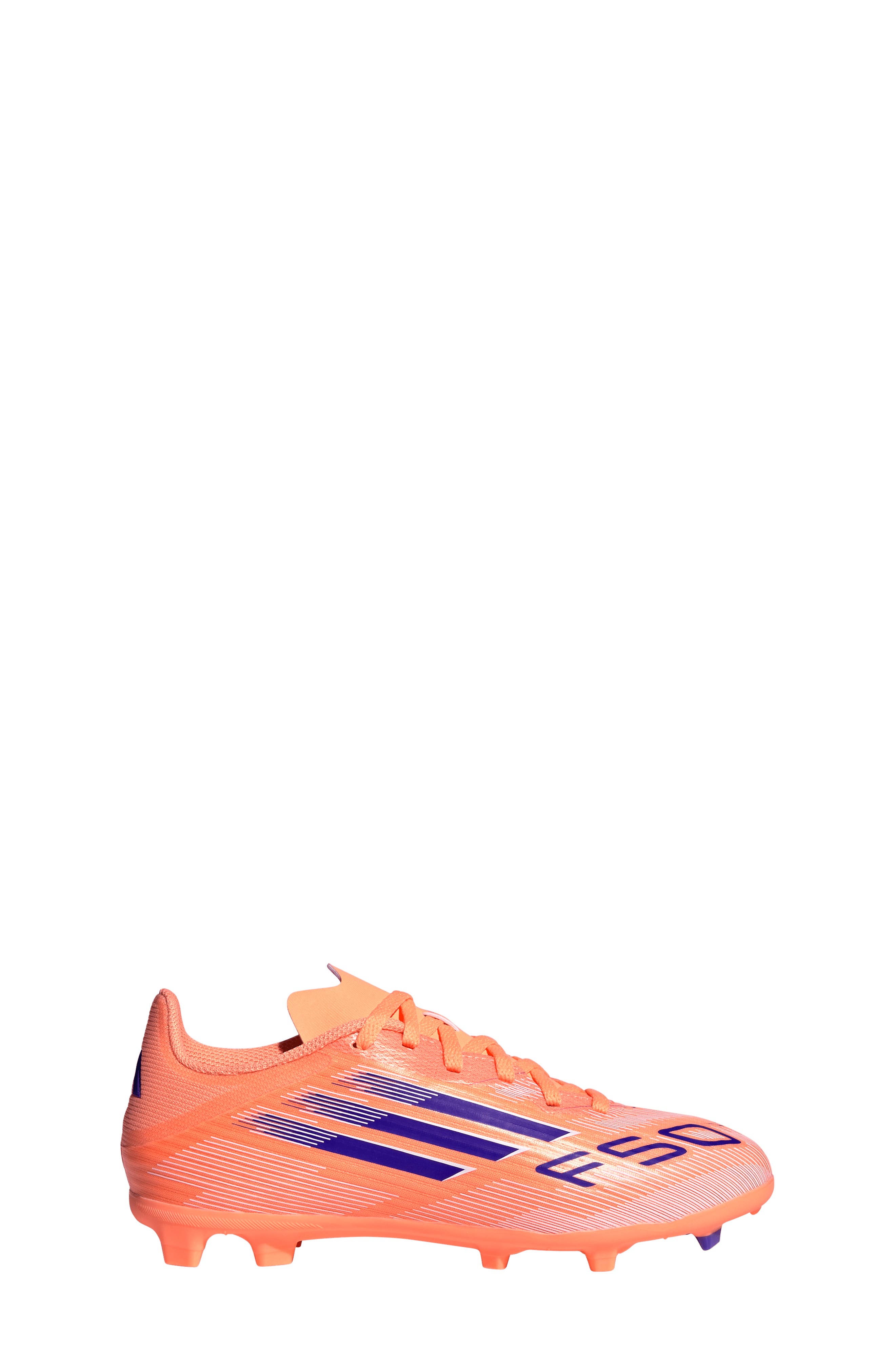adidas Kids' F50 League Firm/Multiground Soccer Cleat, Alternate, color, Beam Orange/ Lucid Blue/ White
