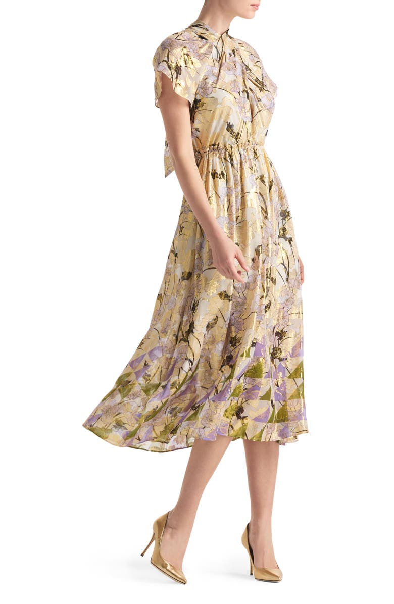 St. John Collection Geo Frieze Jacquard Wrap Neck Dress, Alternate, color,