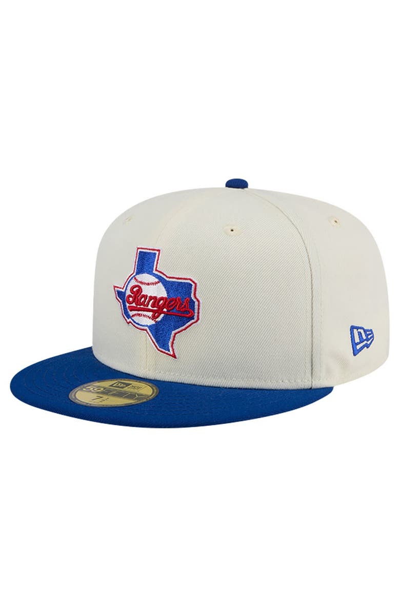 New Era Men's New Era Cream Texas Rangers Cooperstown Collection Chrome 59FIFTY Fitted Hat, Main, color, 