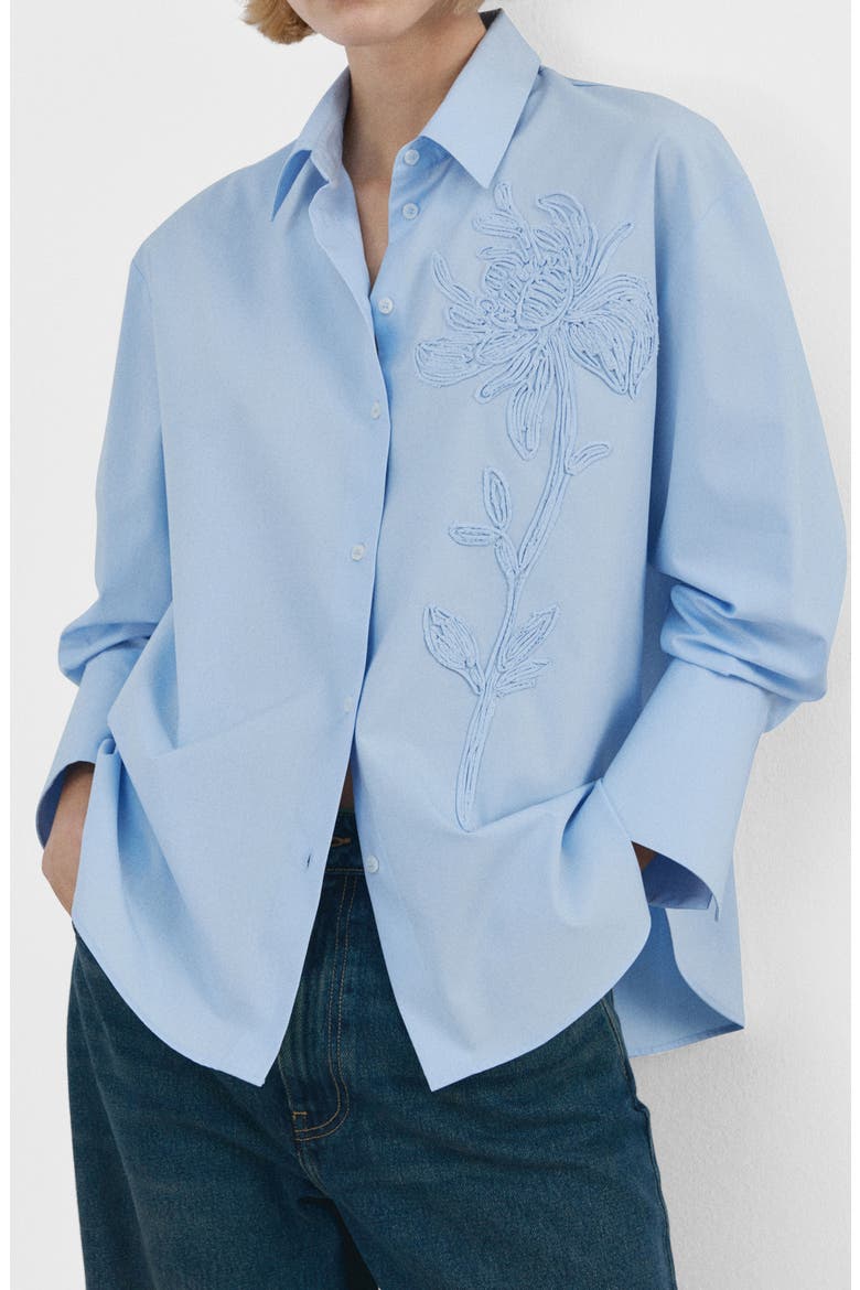 Embroidered Floral Button-Up Shirt, Main, color, SKY BLUE