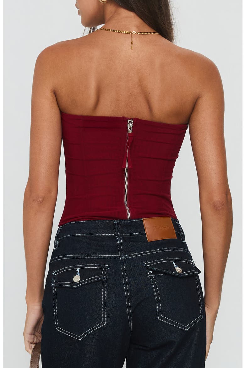 Oscuro Strapless Mesh Corset Top, Alternate, color, BERRY