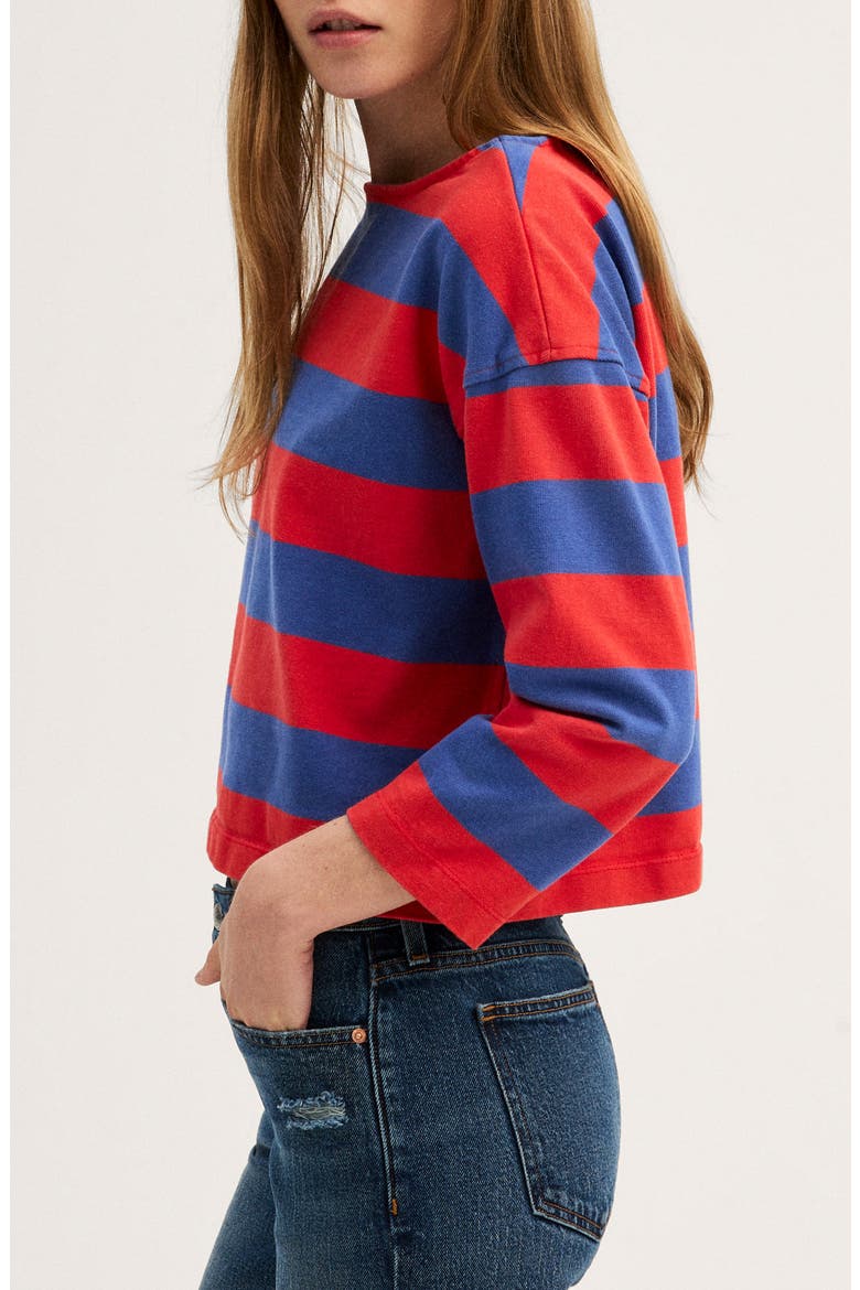 The Rugby Club Cotton Boat Neck Long Sleeve T-Shirt, Alternate, color, BOLD EVEN STRIPE