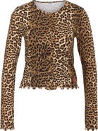 Noisy may Molly Lettuce Edge Button Front Stretch Organic Cotton Top