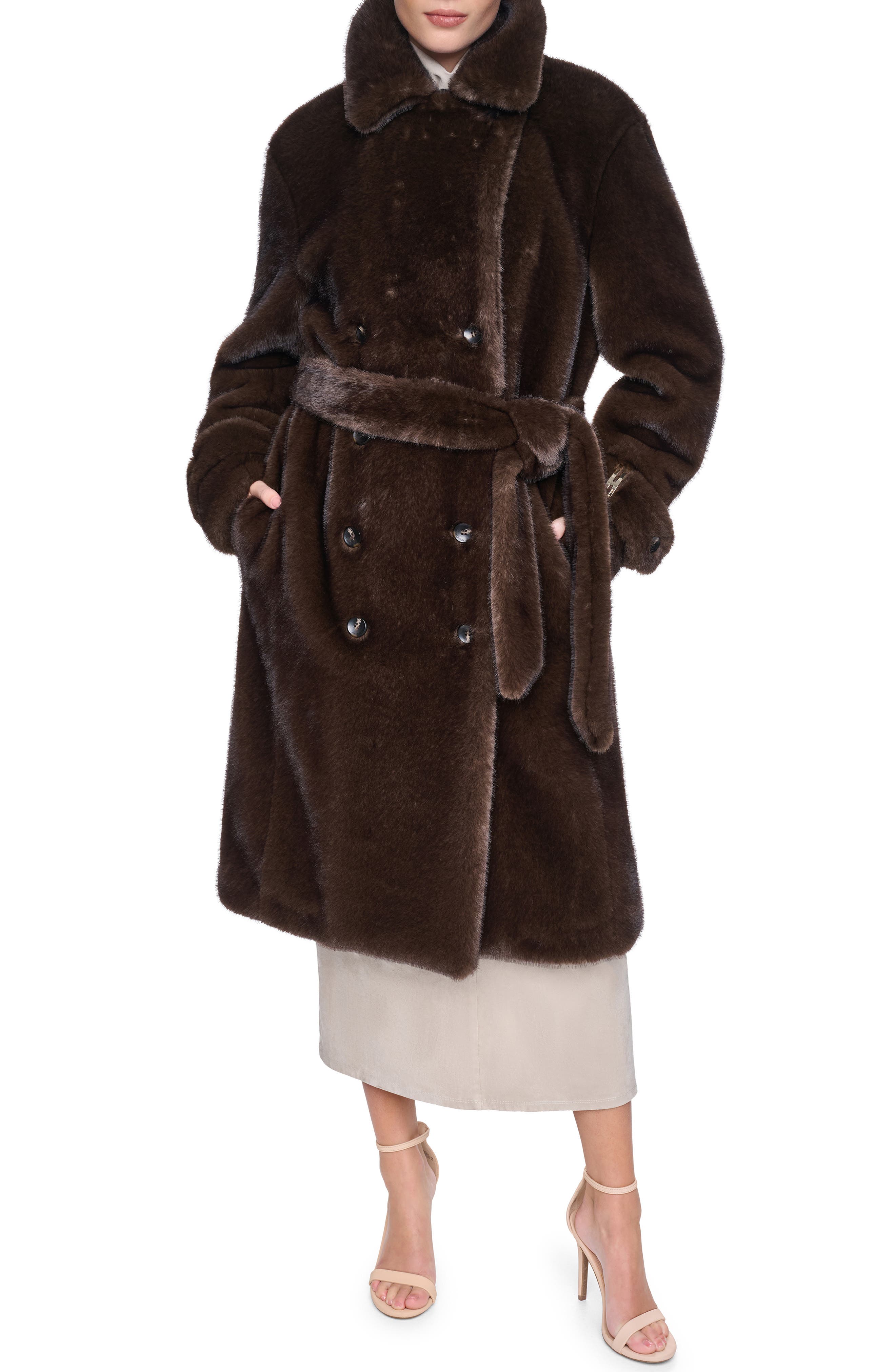 Belted Faux Fur Coat