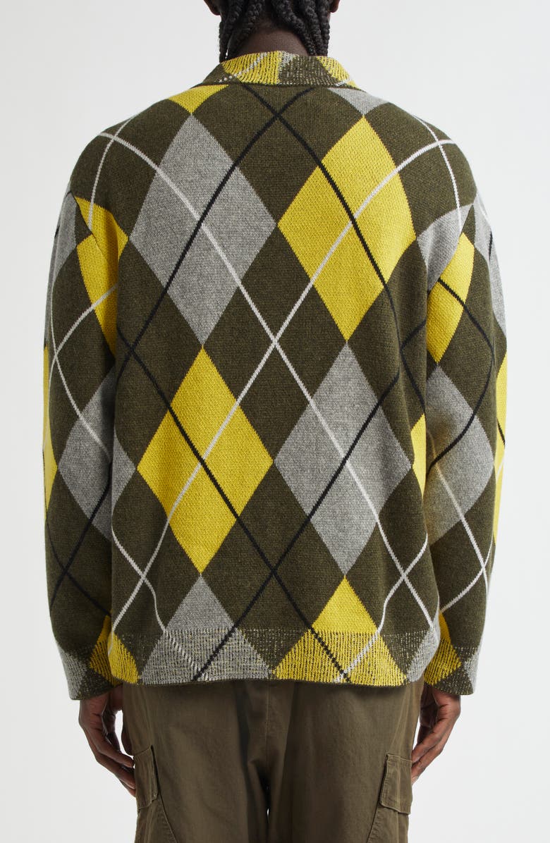 The Elder Statesman Argyle Jacquard Cashmere Cardigan, Alternate, color,