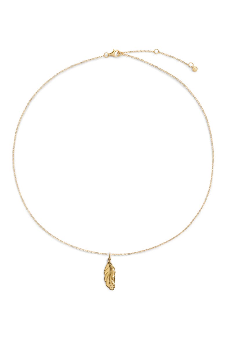 Talisman 18k Gold Vermeil Feather Pendant Necklace, Main, color, 18K GOLD VERMEIL