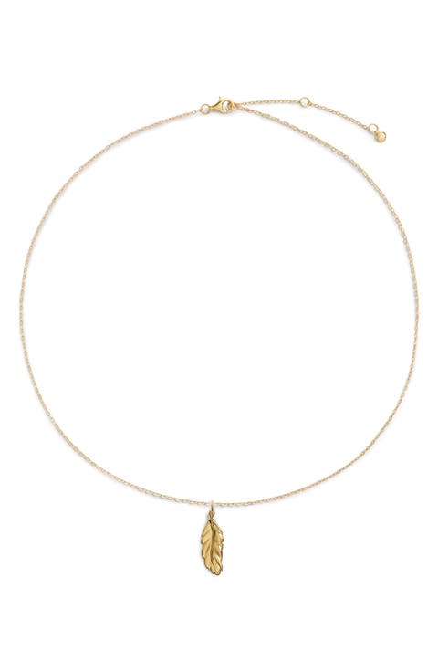Talisman 18k Gold Vermeil Feather Pendant Necklace