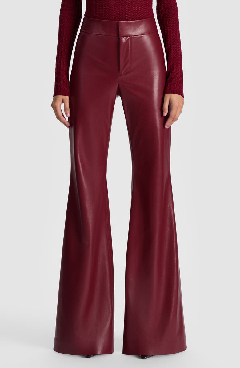 Alice + Olivia Andrew Faux Leather Wide Leg Pants, Main, color, Oxblood