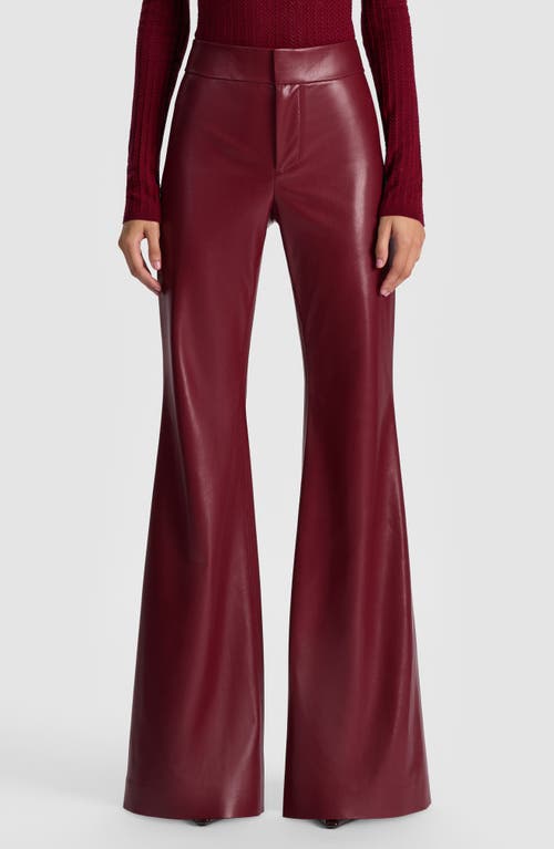 Alice And Olivia Andrew Vegan Leather Midrise Bootcut Slim Pant In Burgundy