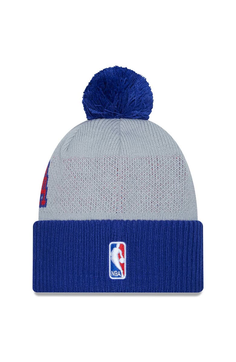 New Era Men's New Era Royal/Gray Philadelphia 76ers Tip-Off Two-Tone Cuffed Knit Hat with Pom, Alternate, color, 