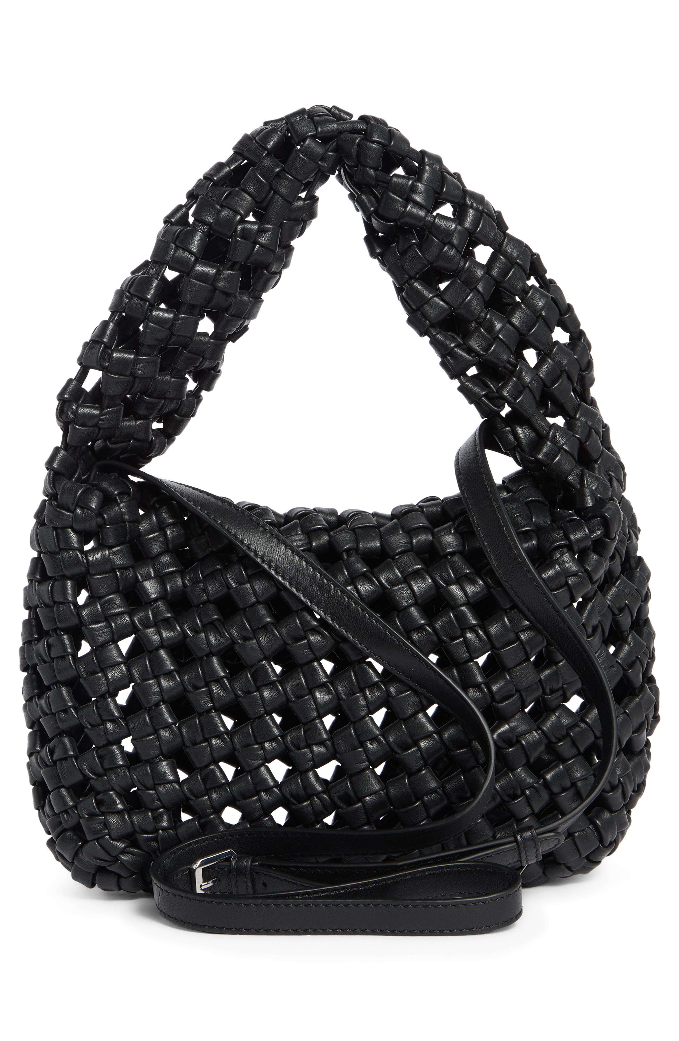 Mackenzie Woven Knot Shoulder Bag, Alternate, color, BLACK