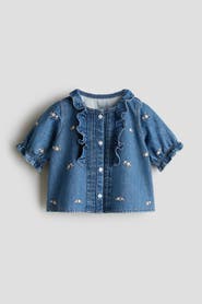 H&M Embroidery-detail Denim Blouse