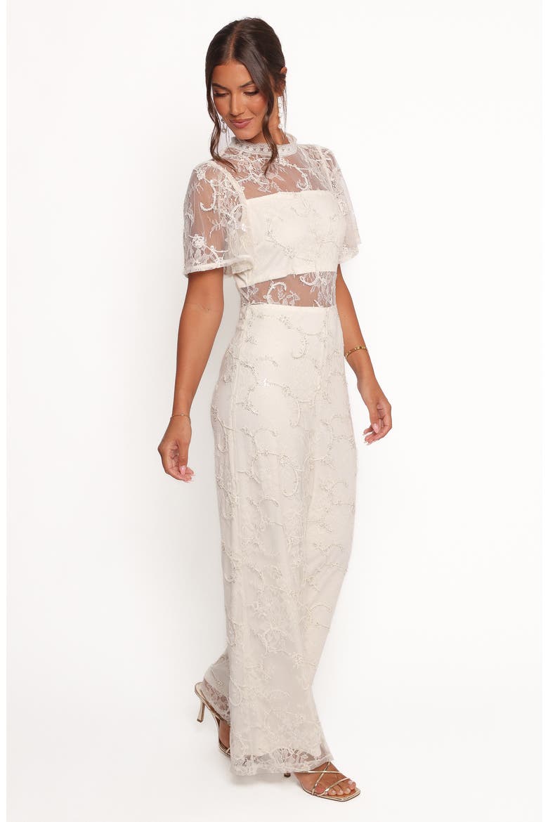 Zina Sequin & Lace Jumpsuit, Alternate, color, IVORY