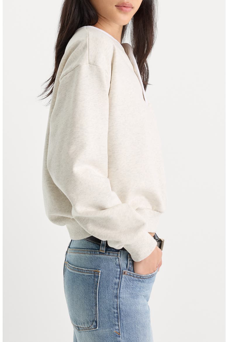 The Brushed Fleece Henley Sweatshirt, Alternate, color, OATMEAL001