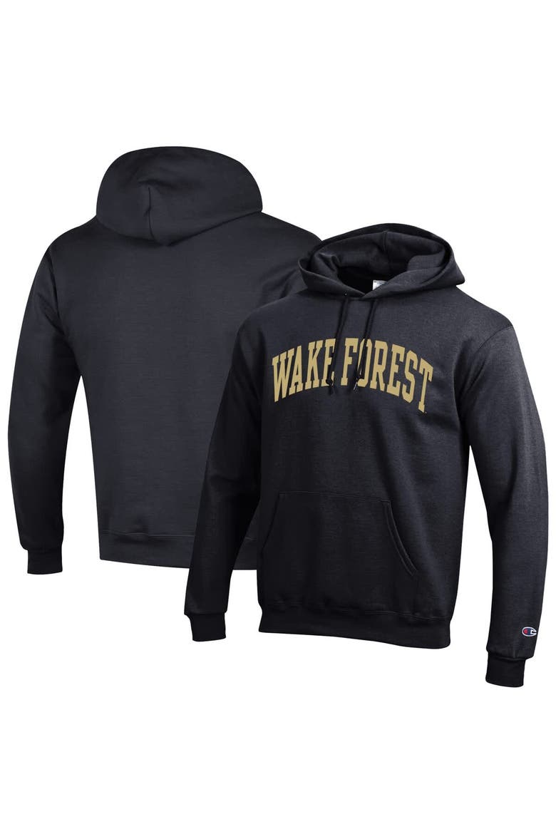 Men's Champion  Black Wake Forest Demon Deacons Basic Arch Fleece Pullover Hoodie, Main, color, Black