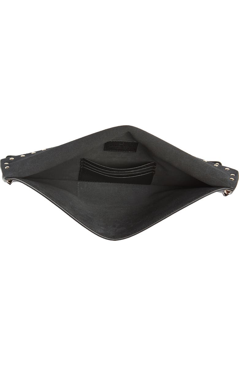 Valentino Garavani Large Rockstud Calfskin Leather Pouch, Alternate, color,
