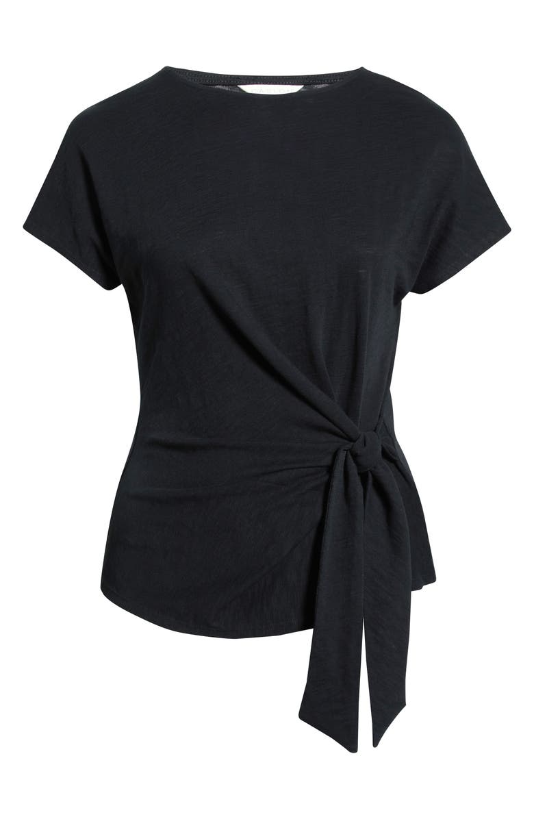 Caslon<sup>®</sup> Drop Shoulder Tie Front Top, Alternate, color, Black