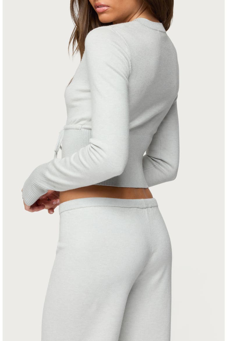 Embryn Drawstring Waist Cardigan, Alternate, color, LIGHT-GREY-MELANGE