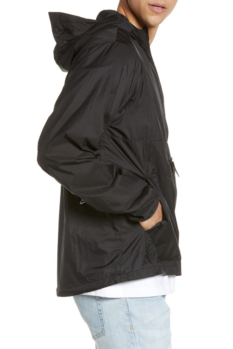Packable Hooded Anorak, Alternate, color, BLACK/ BLACK/ WHITE