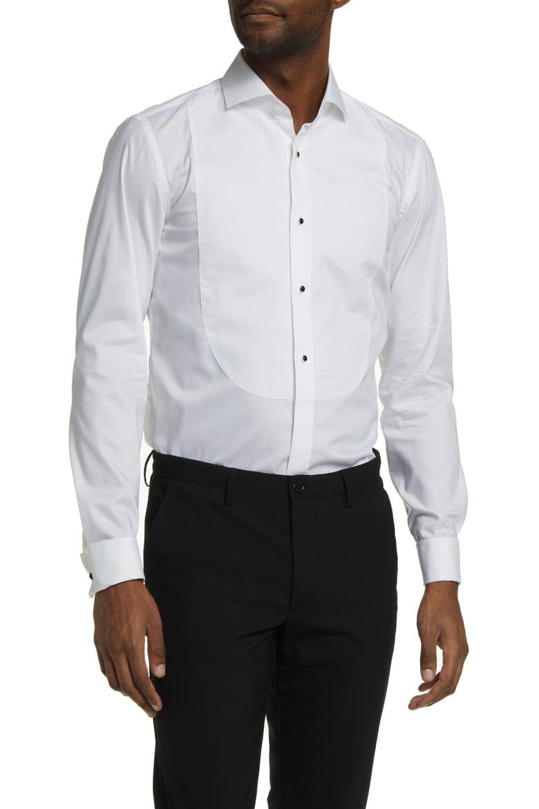 Hank Slim Fit Easy Iron Bibbed Tuxedo Shirt, Main, color, WHITE