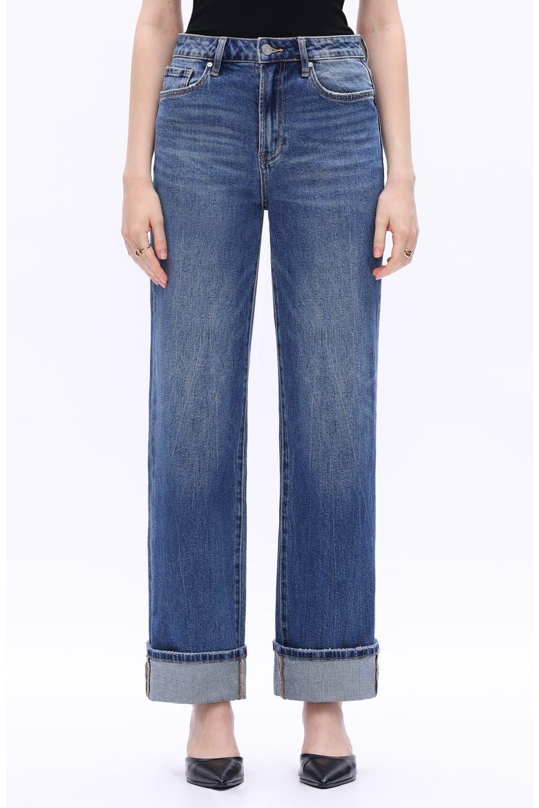 High Waist Relaxed Straight Leg Jeans, Main, color, RETRO MEDIUM BLUE