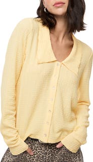 WISHLIST Textured Button-Up Knit Top