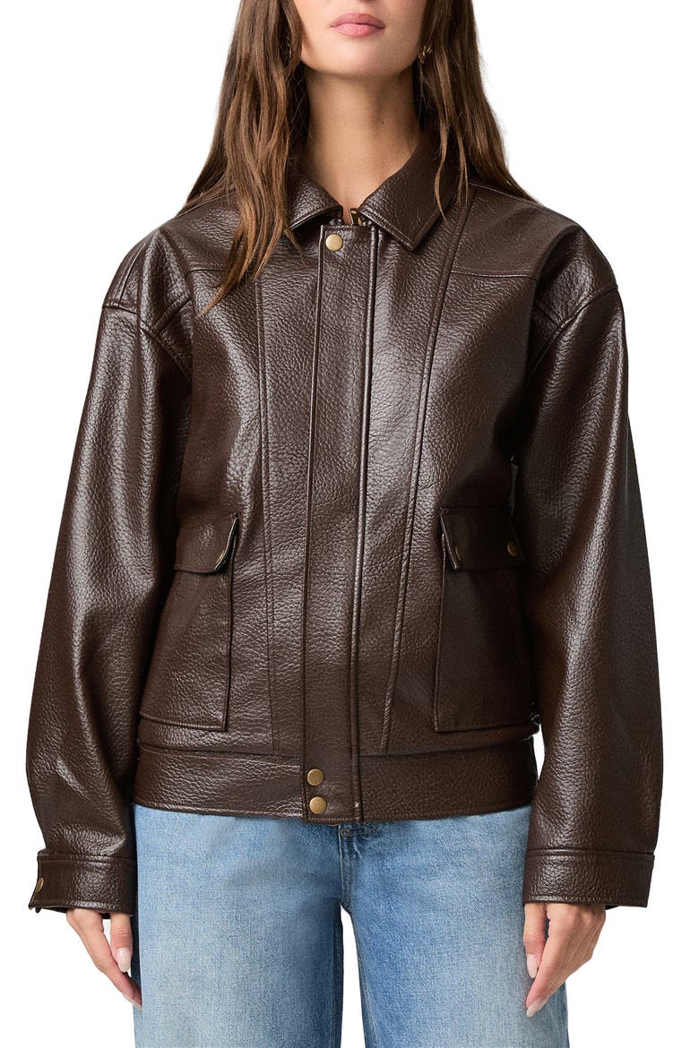 Ashland Faux Leather Jacket, Main, color, DARK BROWN