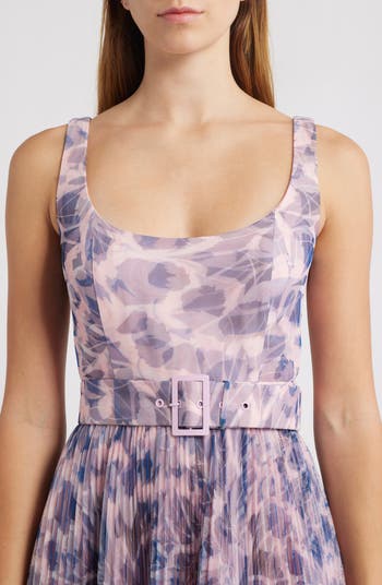 Pleated Sleeveless Fit & Flare Cocktail Dress
