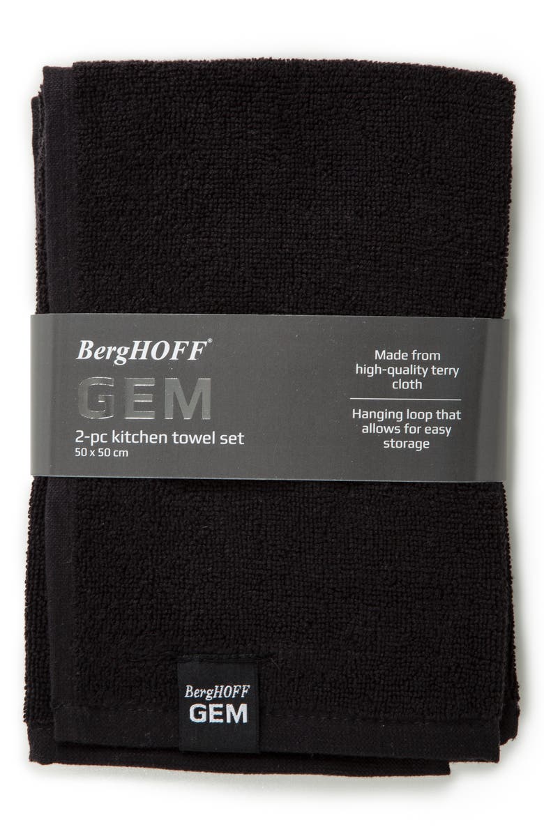 BergHOFF 2-Pack Gem Kitchen Towel, Main, color, Black