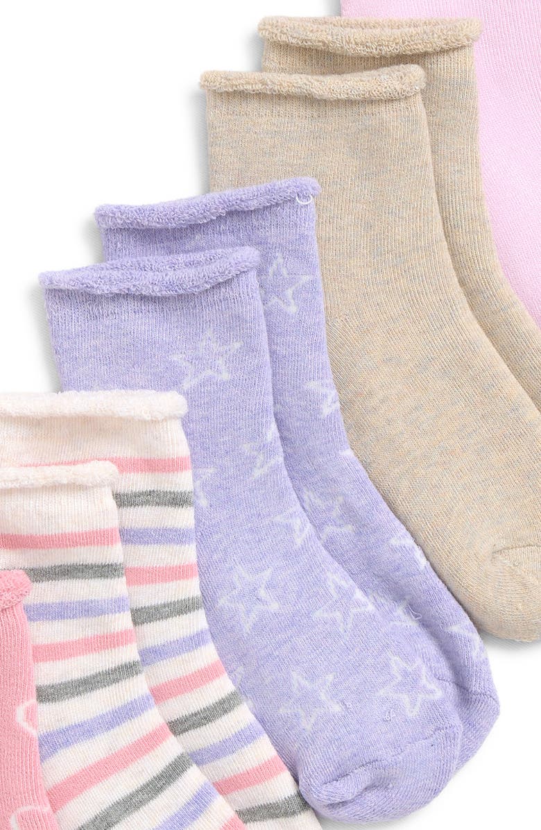 Capelli New York Kids' Assorted 6-Pack Hearts & Stars Crew Socks, Alternate, color, Pale Multi