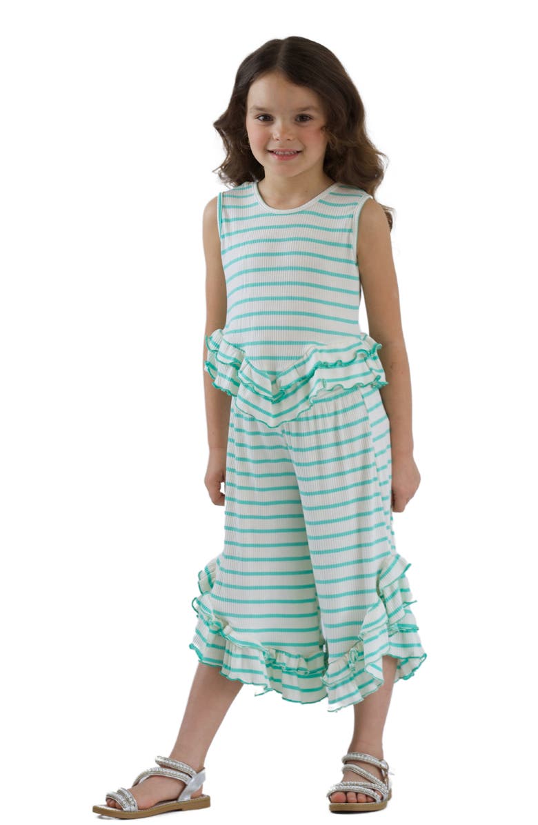 Mia Belle Girls Girls Sway My Way Striped Top & Ruffle Pants Set, Main, color, 