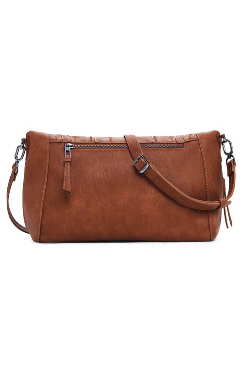 Desigual Medium Embroidered Faux Leather Handbag In Camel