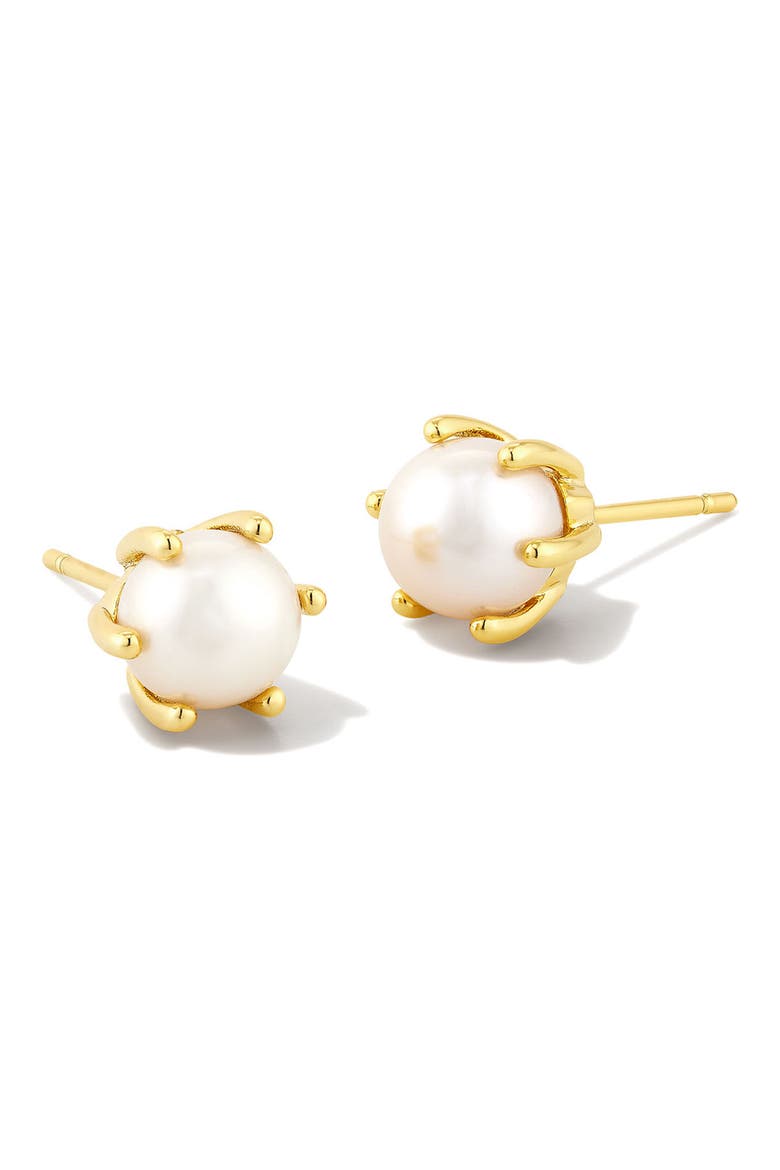 Ashton Cultured Pearl Stud Earrings, Alternate, color, GOLD WHITE PEARL