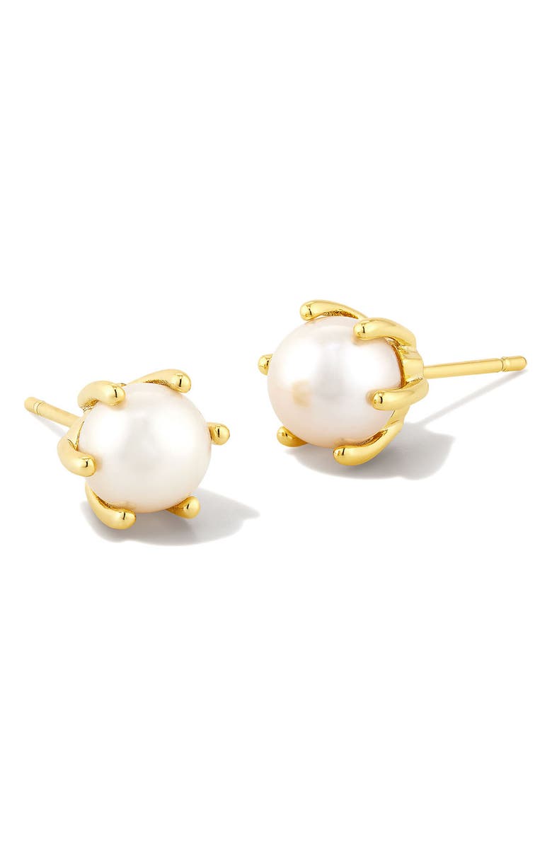 Kendra Scott Ashton Cultured Pearl Stud Earrings, Alternate, color, Gold White Pearl