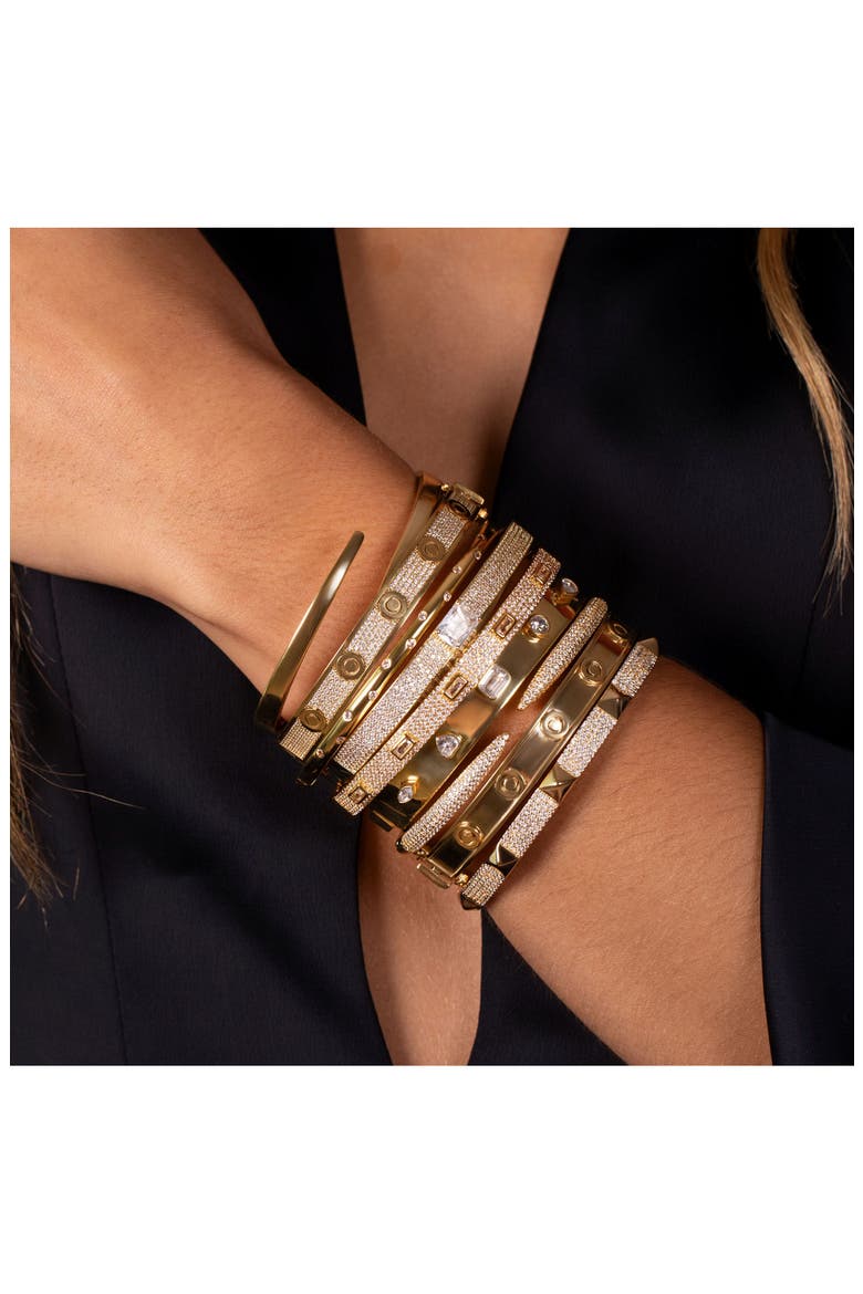 Baguette and Pavé Bangle, Alternate, color, GOLD