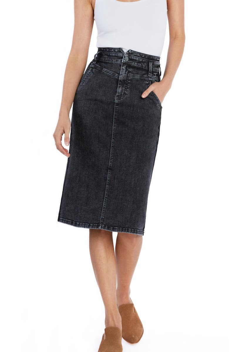 Wash Lab Denim Victorious High Waist Denim Pencil Skirt, Alternate, color, Grey Yacht